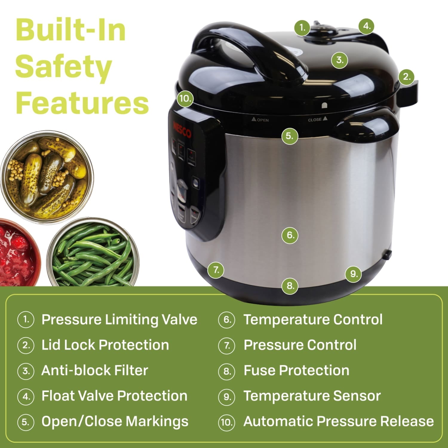 NESCO® 9.5 Quart Electric Pressure Canner, Digital Pressure Cooker and Canning Pot, Equipment for Canning Meat and Vegetables