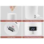 Smart Travel Kettle Electric Small Stainless Steel Portable Digital Electric Kettle for Boiling Water 380ml Travel Tea Kettle Portable Water Boiler, White