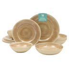 Gibson Home Casper Court 16-Piece Melamine Dinnerware Set – Reactive Glaze Look - Service for - Beige