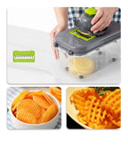 22-in-1 Vegetable Slicer Cutter Machine with Colander Basket, Multifunctional Durable Chopper for Fruits, Garlic, Zoodles, Cheese, Salad Prep, Easy-to-Clean Kitchen Gadget, High-Quality BPA-Free