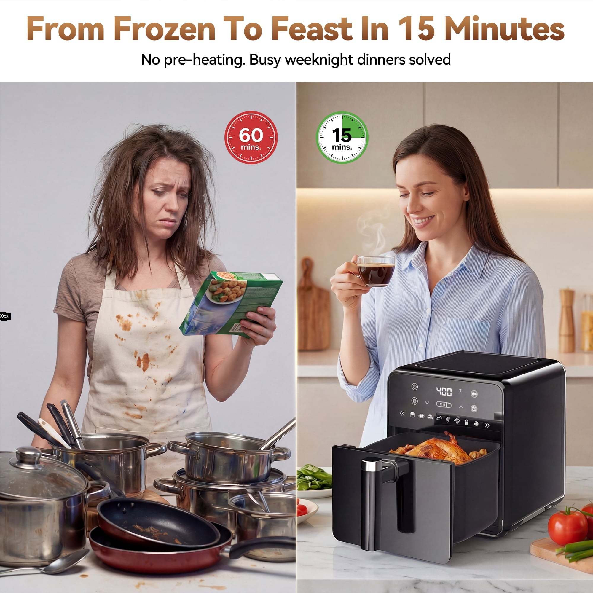 Air Fryer 4.3QT Toaster Oven, Kitchen Appliances with 8 Cooking Presets, 8-in-1 Max Crisp, Air Fry, Roast, Bake, Reheat and Dehydrate, 140°–400°F, Precise Heating Even Results for Kitchen