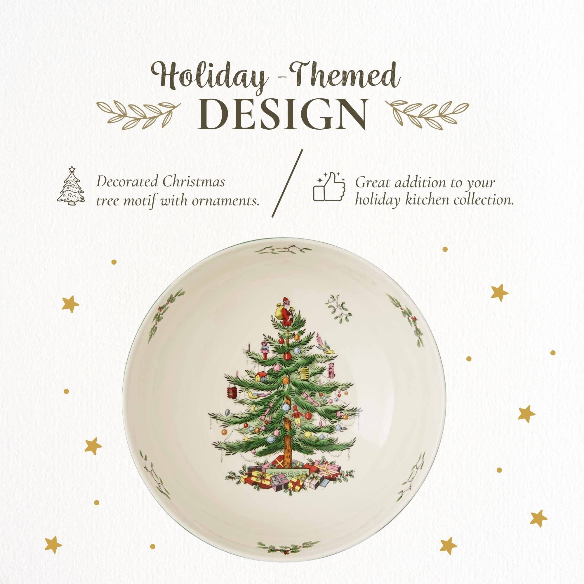Portmeirion Spode Christmas Tree Serving Bowl - 9-Inch Serving Bowl for serving Pasta, Salad, Fruit, Side Dishes, Holiday Serving Dish, Earthenware - For Serving & Holiday Decor, Dishwasher Safe