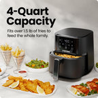 Chefman 4 Qt Compact Digital Touch Air Fryer w/ Hi-Fry & Shake Reminder - Black