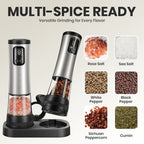 Moreblue Electric Salt and Pepper Grinder Set, Automatic Rechargeable Salt and Pepper Mill with LED Display, Salt Pepper Shaker Electric with 5 Adjustable Coarseness