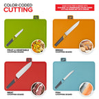 Modern Innovations Smart Cutting Boards and Knife Set, Self Cleaning Cutting Board & Knives Holder, Color Coded Cutting Board Set With Knives, All-In-One Cleaning Knife and Cutting Board Set