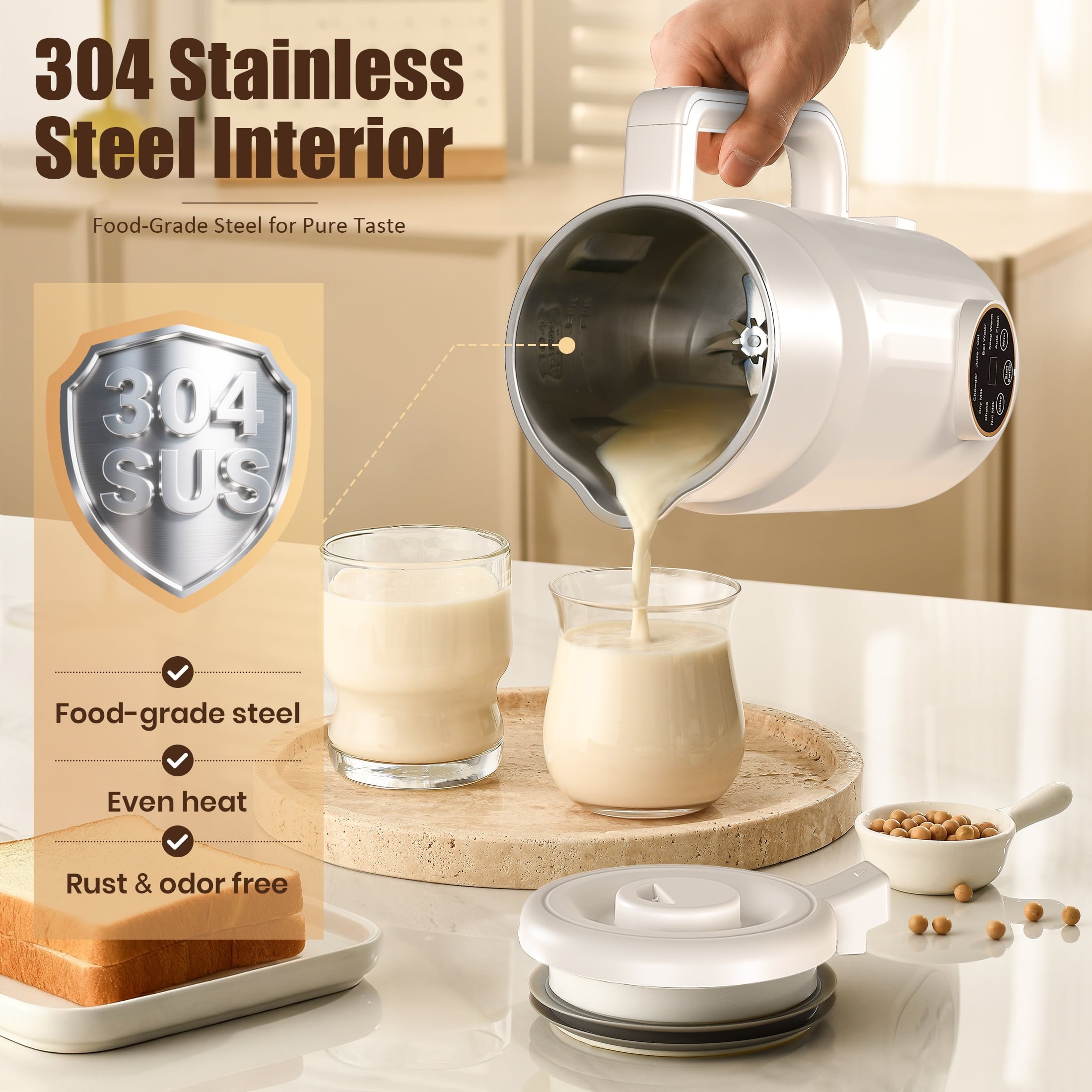 Moreblue 10-in-1 Automatic Nut Milk Maker, 35oz Soy Milk Maker Machine with Self-Cleaning,Homemade Oat Milk Maker with Delay Start Plant-Based & Dairy-Free Beverage