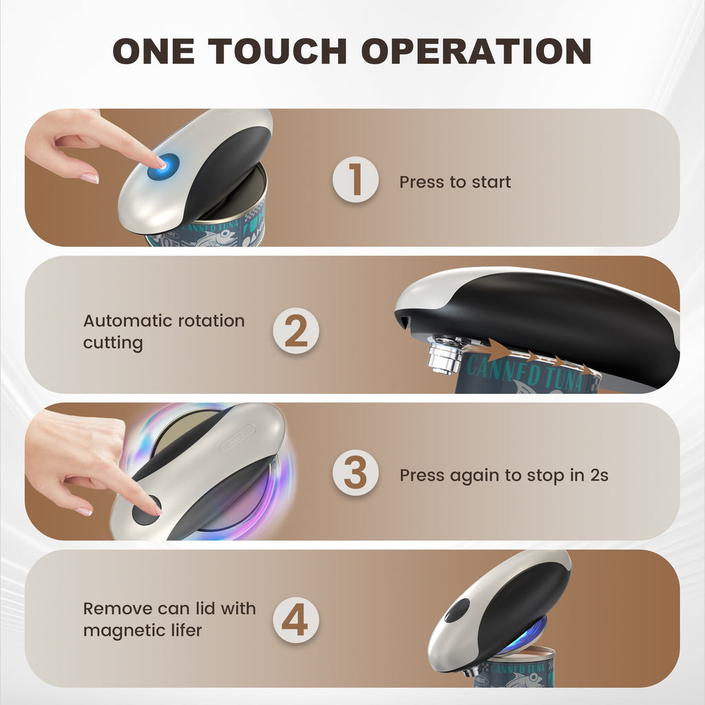 Moreblue One-Touch Automatic Electric Can Opener, USB-C Rechargeable Can Opener Smooth Edge, Hands-Free Countertop Electric Can Opener for Seniors, Arthritis, Weak Hands, Kitchen Gadget Gift