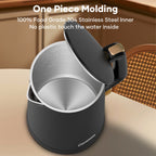 Consiwa Electric Kettle, Double Wall 1.7L Stainless Steel Cool Touch, Water Boiler & Heater, 1500W Hot Tea Pot, Black