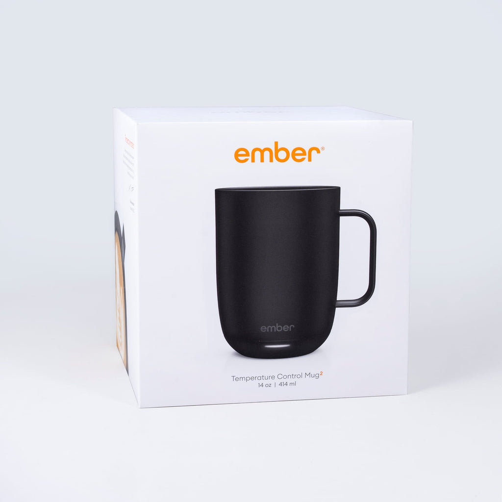 Ember Temperature Control Smart Mug 2, 14 oz, Black, Up To 1.5-hr Battery Life - App Controlled Heated Coffee/Tea Mug - Improved Design