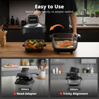 AIRMSEN Portable Glass Air Fryer, 4.8QT & 1.3QT Non-Toxic Glass Bowls, Max 450°F, 4 Preset Modes with Adjustable Time & Temp, Dishwasher-Safe, 1500W