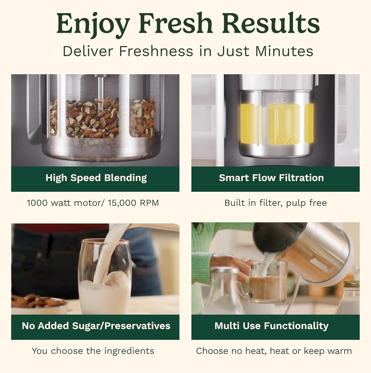Cuisinart NutSmart 50 Oz Nut Milk Maker Machine Makes Milk in 60 Seconds, Easy to Use and Clean, Perfect for Almond Milk, Soy Milk, Oat Milk, Made with BPA Free Stainless Steel