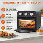 Plum Chef 13-Quart Compact Air Fryer Toaster Oven, 2-Layer Efficient Cooking, Space-Saving Countertop Oven for Dorms, Apartments & Small Families, 1300W, Black