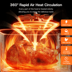 6QT Air Fryer, 1400W Compact Toaster Oven, Crisps, Broils, Roasts, Dehydrates, Bakes, Reheats, 85 percent Oil-Less, LED Smart Display, Stainless Steel
