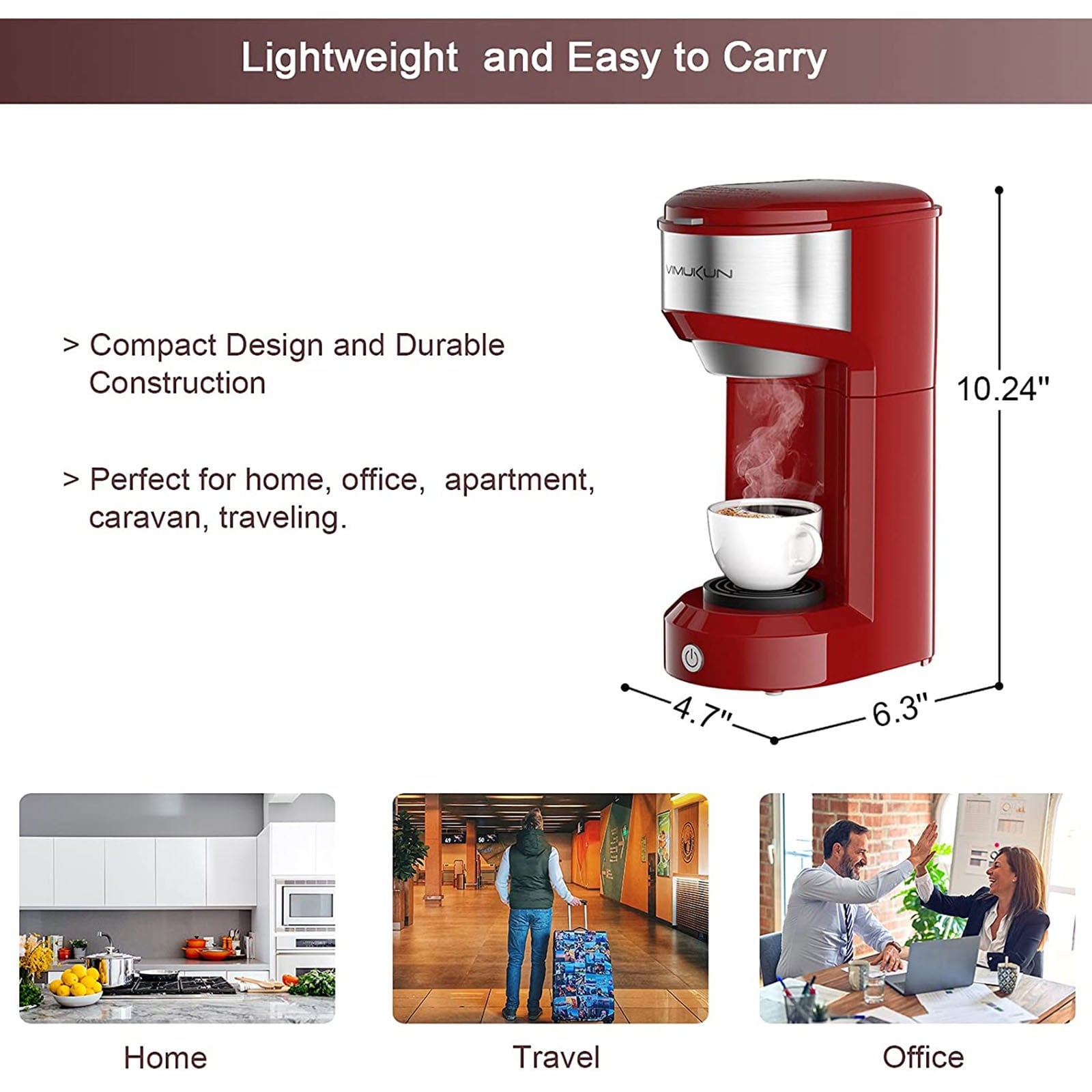 2 in 1 Single Serve Coffee Maker for K-Cup Pod & Ground Coffee,Capsule Coffee Machine 6-14oz,Fast Brewing,Compact Small Coffee Brewer for Home Office Travel Dorm RV