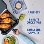 PowerXL 6.3 Quart AirMax Air Fryer Oven with Four Presets and Compact Two-Tier Design, 450F Maximum Temperature, No Preheat Needed