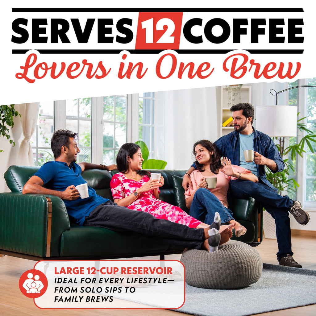 Gourmia 2-in-1 Coffee Maker, Single Serve Pod + 12 Cup Drip, K-Cup Compatible, Black