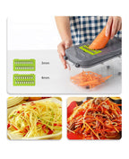22-in-1 Vegetable Slicer Cutter Machine with Colander Basket, Multifunctional Durable Chopper for Fruits, Garlic, Zoodles, Cheese, Salad Prep, Easy-to-Clean Kitchen Gadget, High-Quality BPA-Free