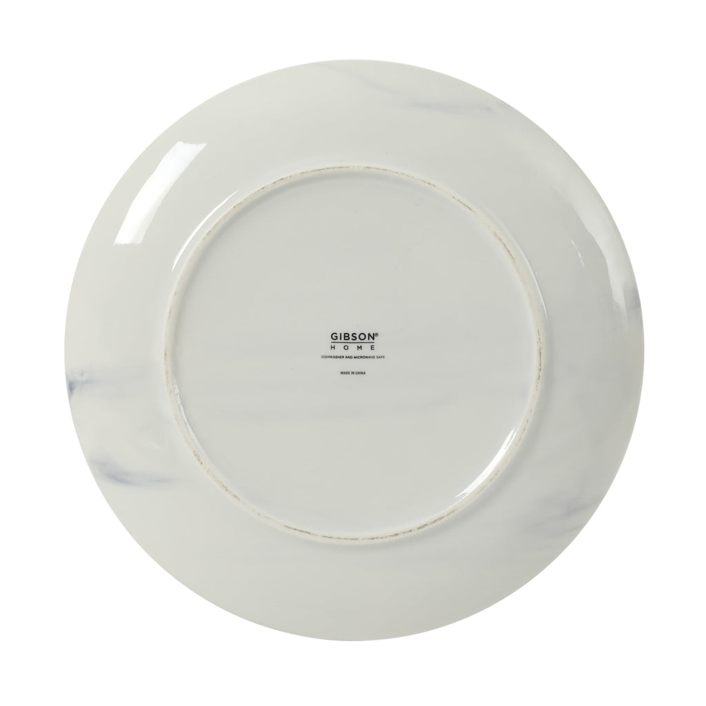 Gibson Home Cloudlight 12 Piece Plates and Bowls Dishes Brown and White - Decorated Porcelain Ceramic Dinnerware Set - Service for 4