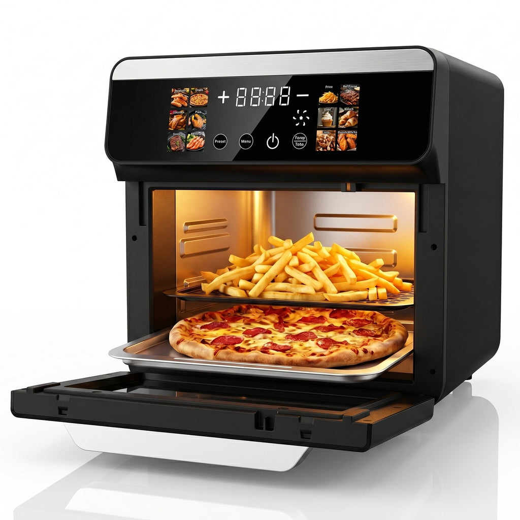 Bluebow 12QT Air Fryer Toaster Oven, 12-in-1 Multi-functional Color Touchscreen with Easy-view Windows, Less Oil Healthy Cooking for Home Kitchen Use