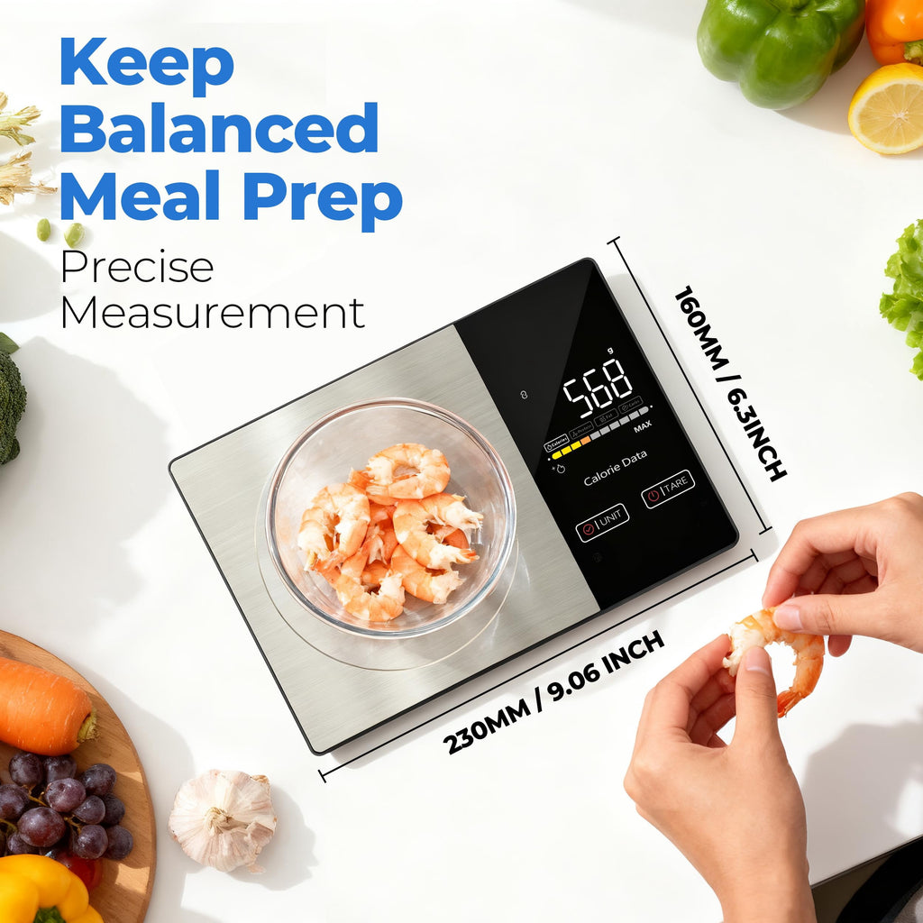 Smart Food Scale with Nutritional Calculator App, Digital Kitchen Food Scale 11lb, Calorie Scale for Weight Loss and Meal Prep with Tare Function