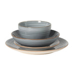 Gibson Home Stonebury 16 Piece Plates and Bowls Assorted Color Dishes - Handpainted Stoneware Dinnerware Set - Service for 4