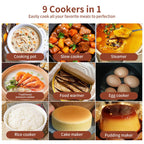 TINANA 6 Qt Electric Pressure Cooker 9-in-1, 14 Presets Instant Multi-Function Pot, Slow Cooker, Rice Cooker, Cake Maker, Non-Stick, Stainless Steel