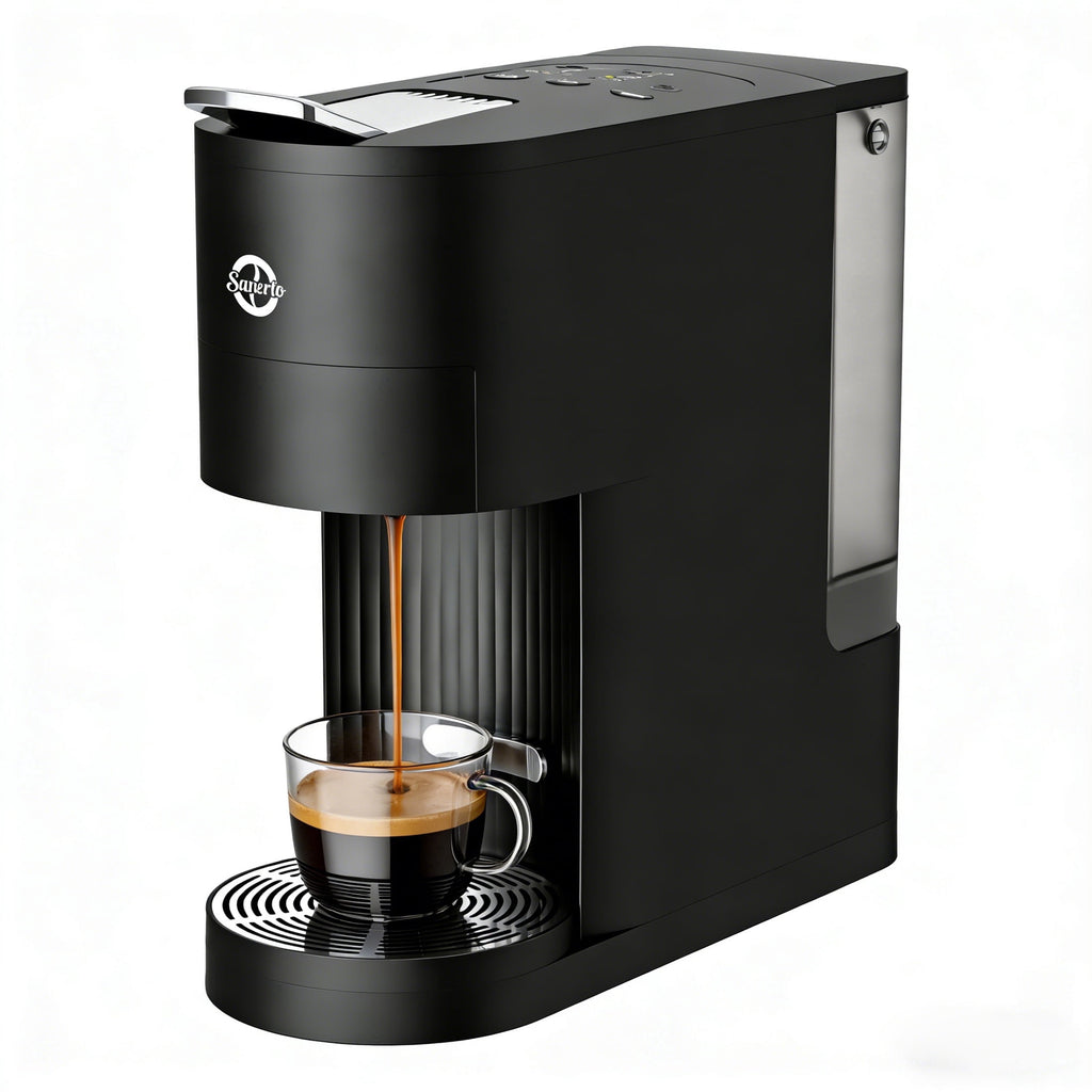 Sanerto Single Serve Coffee Maker Compatible with K Cup Capsules & Grounds,6-12oz Cup Size,1000W 120V, Black