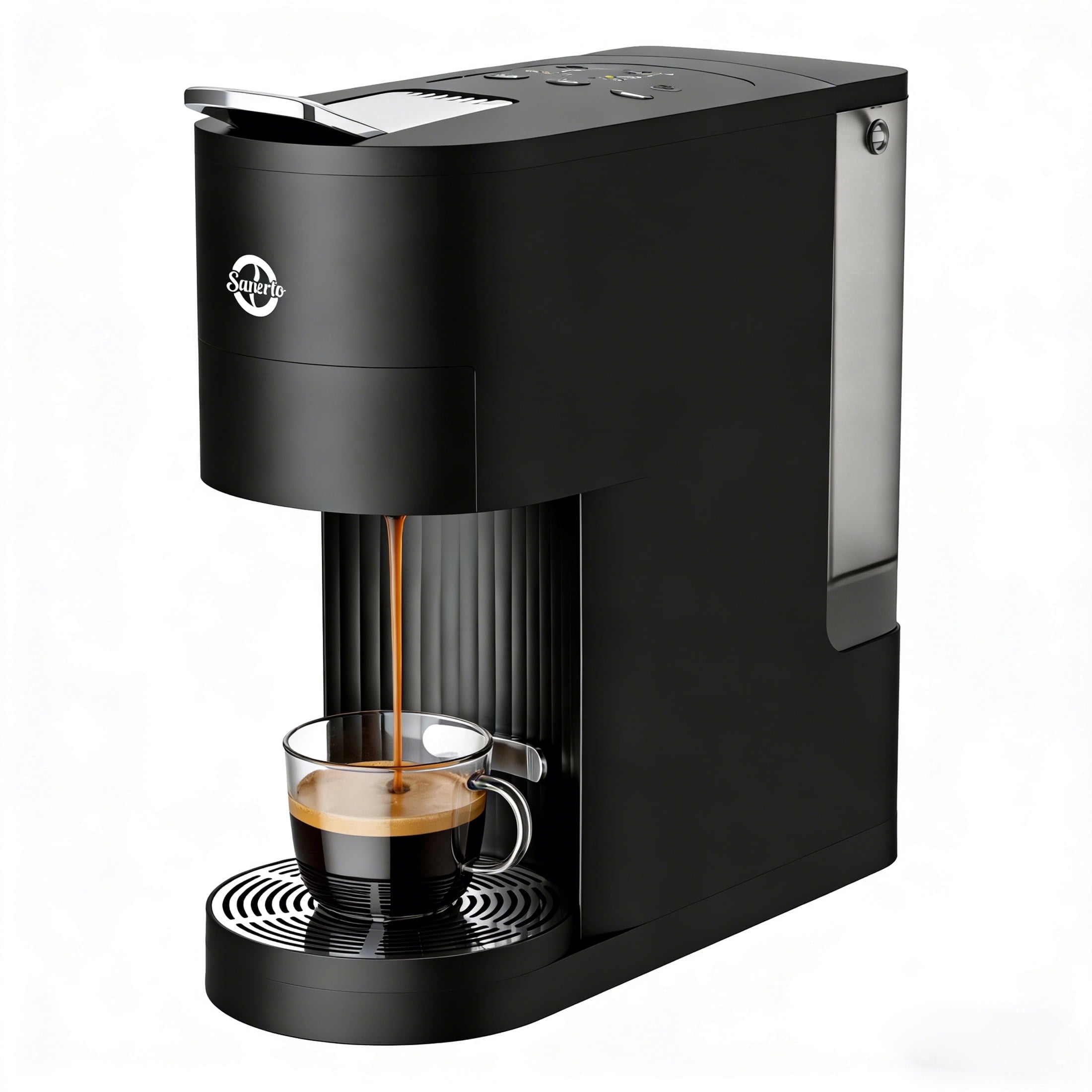 Sanerto Single Serve Coffee Maker Compatible with K Cup Capsules & Grounds,6-12oz Cup Size,1000W 120V, Black