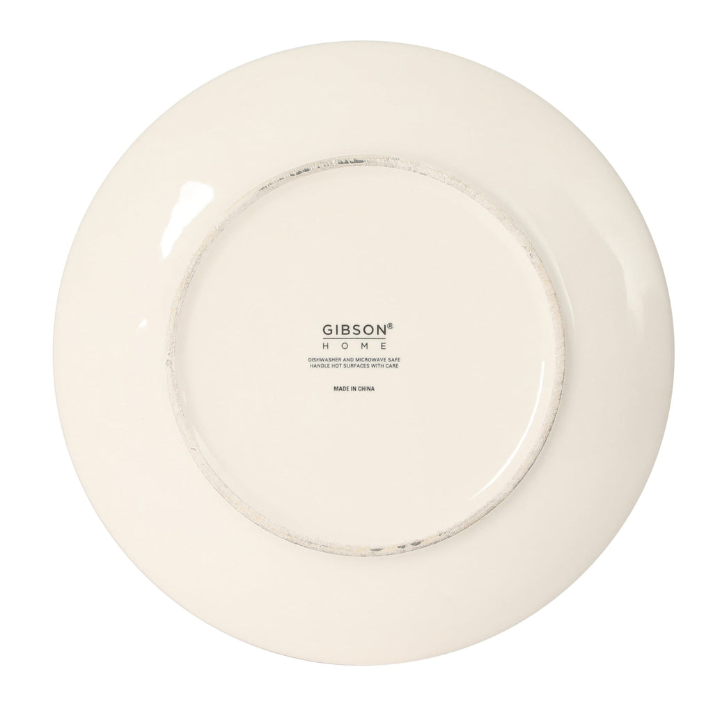 Gibson Home Stonebury 16 Piece Plates and Bowls Assorted Color Dishes - Handpainted Stoneware Dinnerware Set - Service for 4