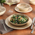 Gibson Home Casper Court 16-Piece Melamine Dinnerware Set – Reactive Glaze Look - Service for - Beige