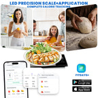 Smart Nutrition Food Scale with LED Touch Display, Tracks Calories, Fat, Carbs & Protein via App, 0.01oz Precision Digital Kitchen Scale for Healthy Eating & Meal Prep(batteries Not included)