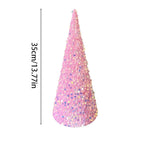 Glitter Cone Tree Decorations,Velvet Sequin Christmas Trees Set for Tabletop Centerpiece, Holiday Tiered Tray Farmhouse Decor for Home, Entryway, Kitchen, Shelf, Party & Seasonal Displays