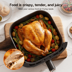 6QT Air Fryer, 1400W Compact Toaster Oven, Crisps, Broils, Roasts, Dehydrates, Bakes, Reheats, 85 percent Oil-Less, LED Smart Display, Stainless Steel