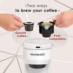Mixpresso Single Serve Coffee Brewer, K Cup Compatible & Ground Coffee, White