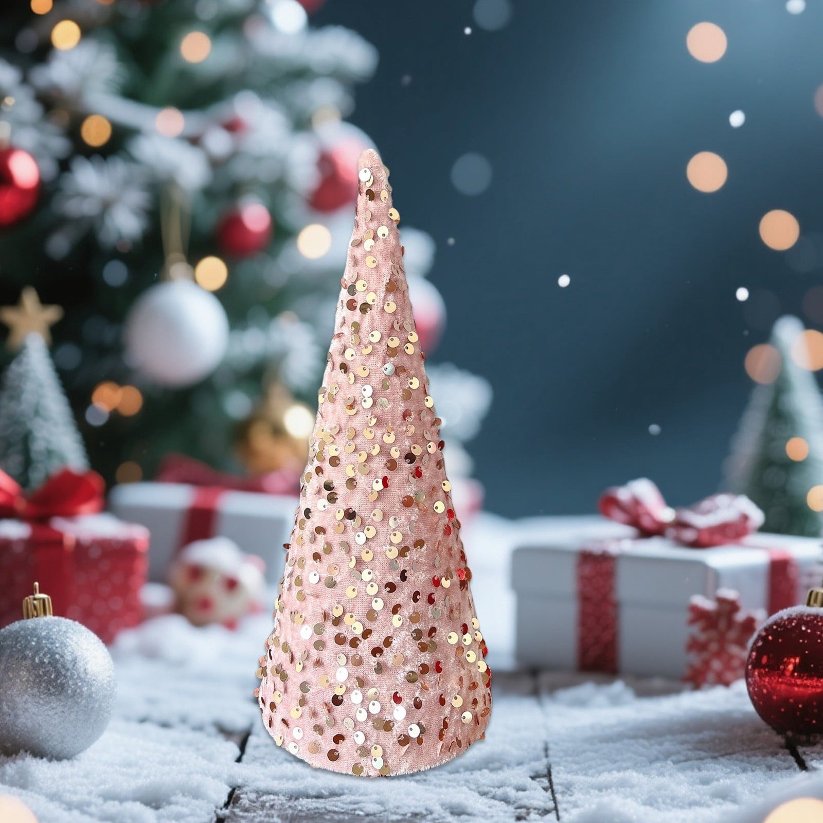 Pastry Reside Cone Tree Decorations,Velvet Sequin Christmas Trees Set for Tabletop Centerpiece, Holiday Tiered Tray Farmhouse Decor for Home, Entryway, Kitchen, Shelf, Party & Seasonal Displays - Kitchenware