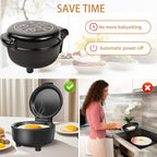 Hyvance Smart Fried Egg Cooker, Automatic Fried Egg Maker for 6 Features like Sunny Side Up, Over Easy, Fully Cooked & More. Auto Power Off, Alarm, Round Shape, Non Stick Coating (Black)