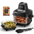 AIRMSEN Portable Glass Air Fryer, 4.8QT & 1.3QT Non-Toxic Glass Bowls, Max 450°F, 4 Preset Modes with Adjustable Time & Temp, Dishwasher-Safe, 1500W