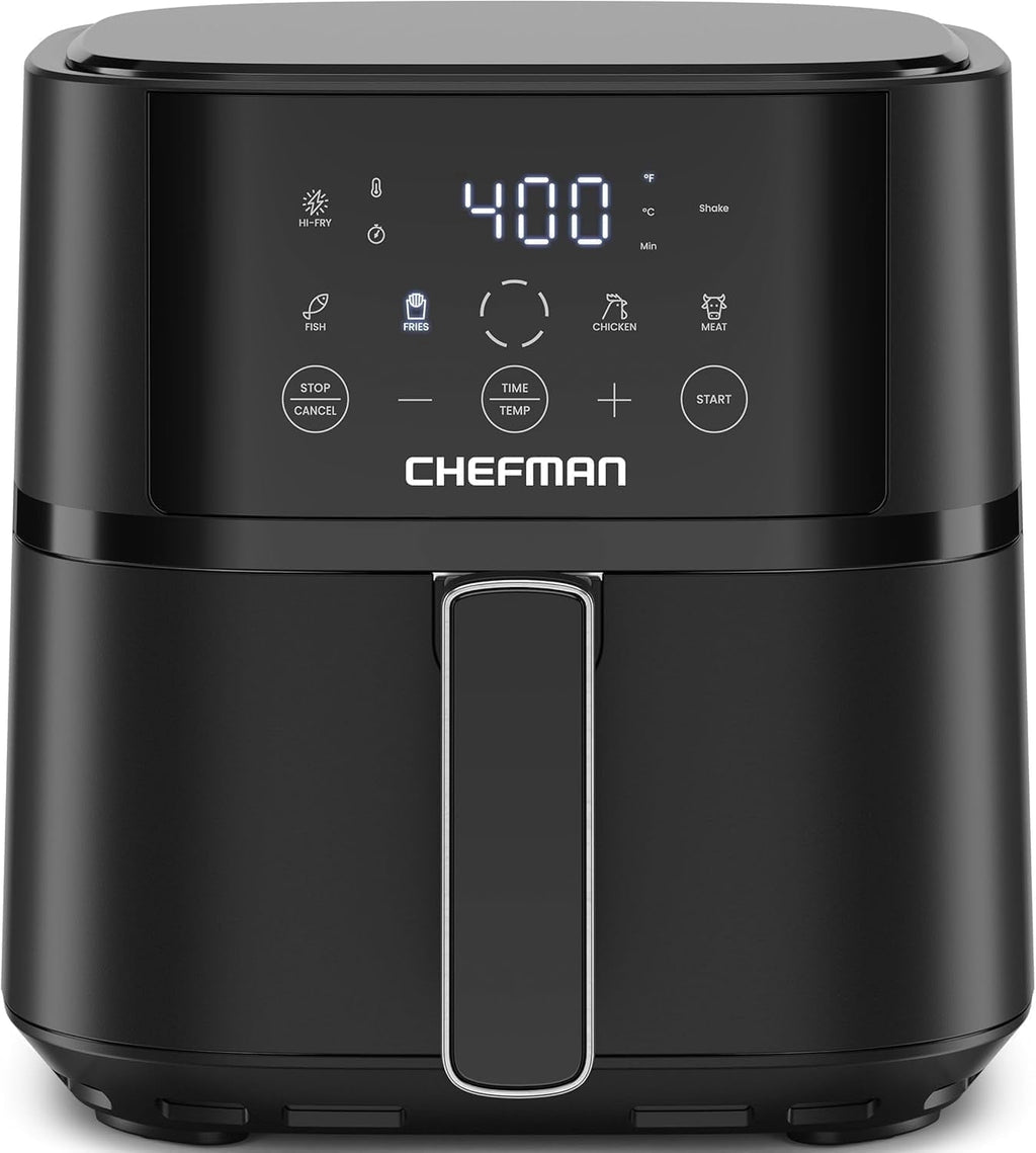 Chefman 4 Qt Compact Digital Touch Air Fryer w/ Hi-Fry & Shake Reminder - Black