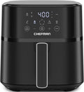 Chefman 6 Qt Compact Digital Touch Air Fryer w/ Hi-Fry & Shake Reminder - Black