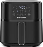 Chefman 6 Qt Compact Digital Touch Air Fryer w/ Hi-Fry & Shake Reminder - Black
