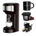 Compact Single Serve Coffee Maker - Brews and Ground Coffee, 6-14oz Reservoir, Space-Saving Design for Home or Office - Perfect for Small Kitchens