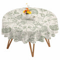 Farmhouse Sage Green Floral Round Tablecloth 54 inches Linen Boho Paisley Flower Rustic Waterproof Oil-Proof Table Cloth Round Table Cover for Holiday Party Picnic Dinner Decor Indoor and Outdoor Use