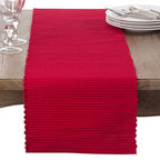 Fennco Styles Classic Everyday Ribbed Cotton Table Runner 13" W x 108" L - Red Table Cover for Home, Dining Room, Holiday, Wedding, Christmas and Special Occasion