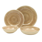 Gibson Home Casper Court 16-Piece Melamine Dinnerware Set – Reactive Glaze Look - Service for - Beige