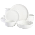 Gibson Home Oslo 16 Piece Round Stoneware Dinnerware Set, Service for 4, White