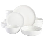 Gibson Home Oslo 16 Piece Round Stoneware Dinnerware Set, Service for 4, White
