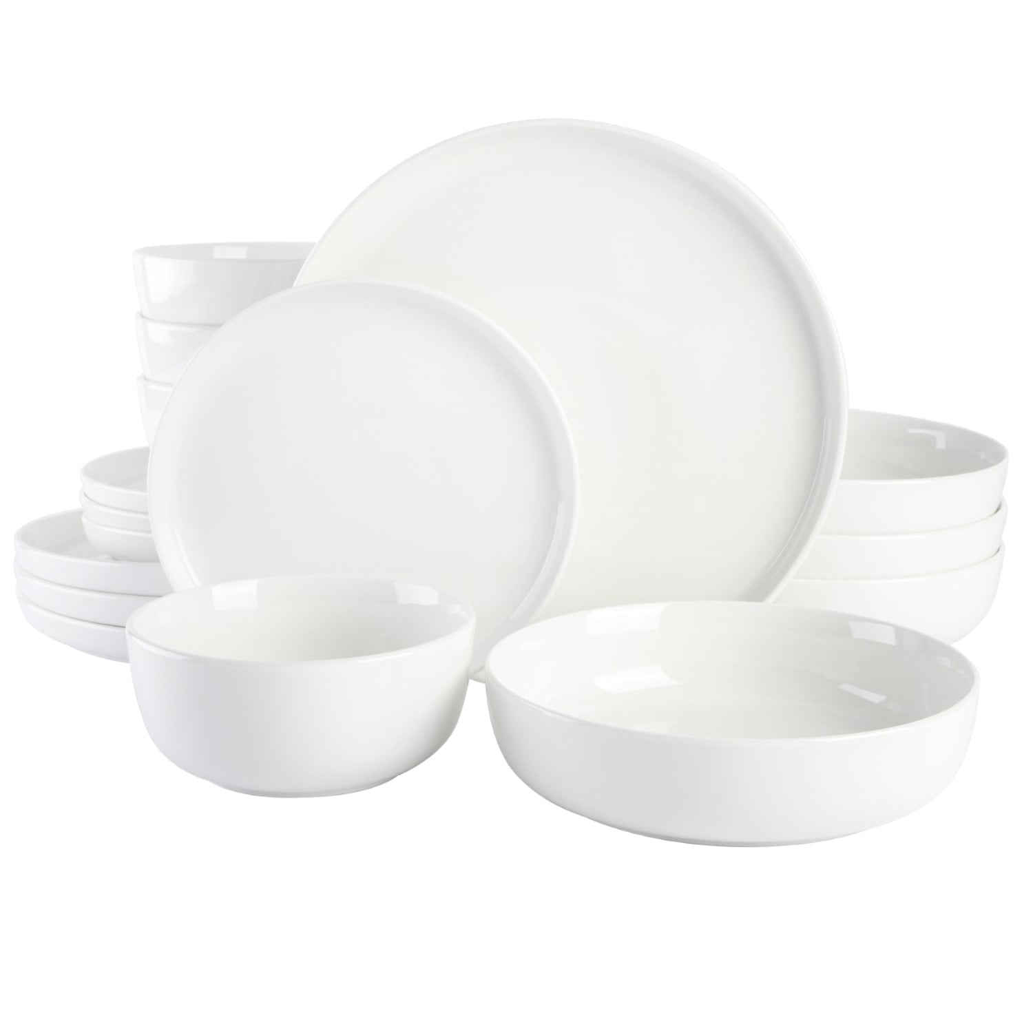 Gibson Home Oslo 16 Piece Round Stoneware Dinnerware Set, Service for 4, White