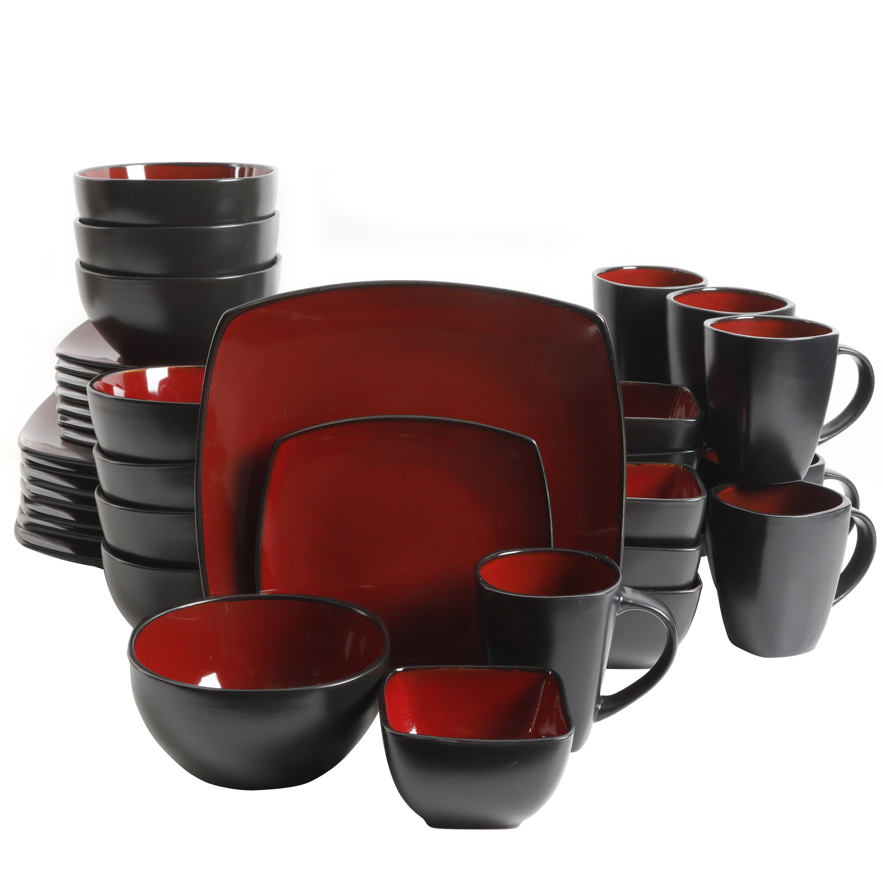 Gibson Home Modern Stoneware Dinner Plates - Soho Lounge Square 40-Piece Dinnerware Set