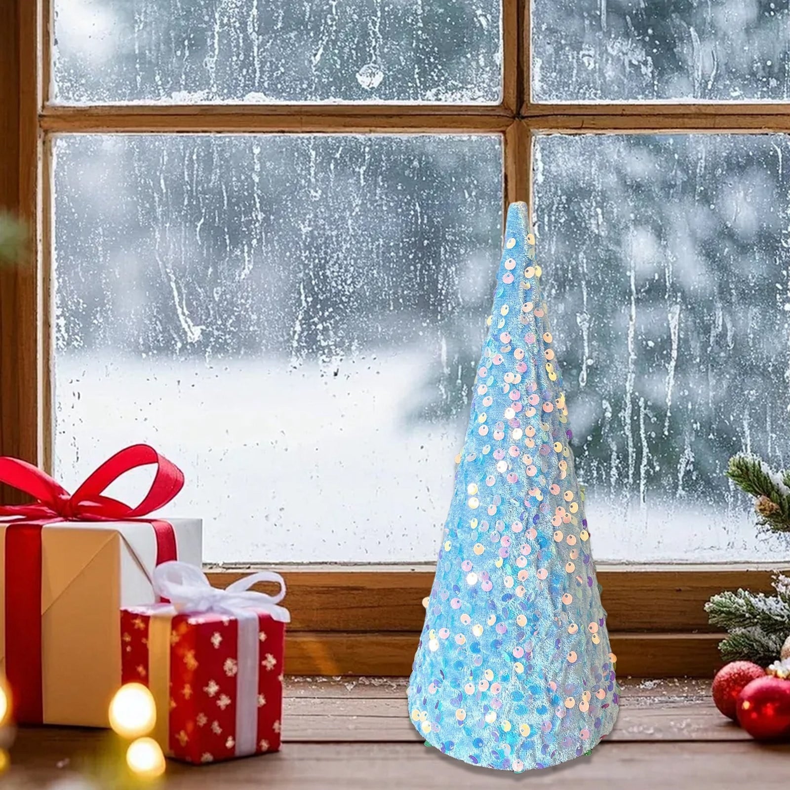 Pastry Reside Cone Tree Decorations,Velvet Sequin Christmas Trees Set for Tabletop Centerpiece, Holiday Tiered Tray Farmhouse Decor for Home, Entryway, Kitchen, Shelf, Party & Seasonal Displays - Kitchenware