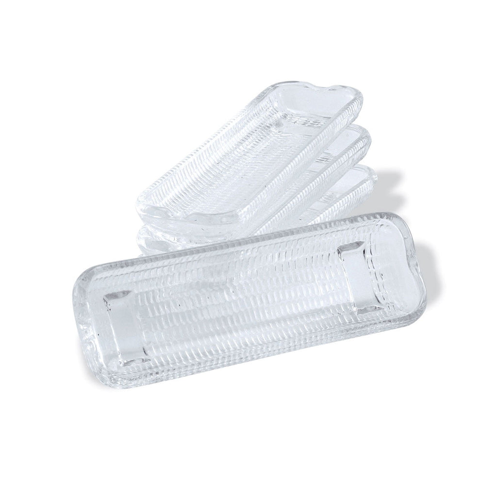 HIC Kitchen Corn Dishes, Pressed Decorative Glass, Set Of 4, For Serving Corn On The Cob, Catching Butter Drips, And Holiday Entertaining